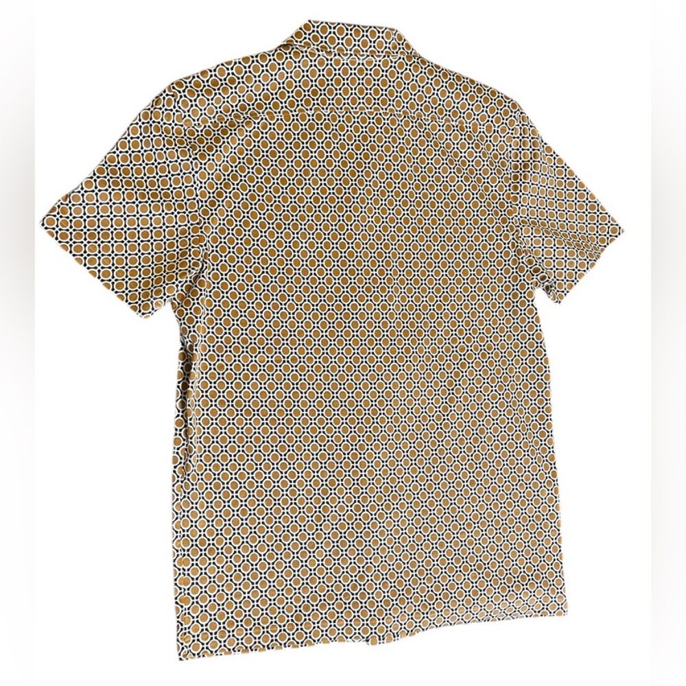 Murano Liquid Luxury Slim Fit Notch Collar Button-Up Shirt Brown/White Size M - Picture 3 of 12